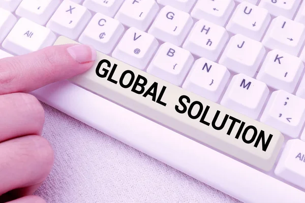 Handstilstext Global Solution. Affärsidé att hantera en svår situation som kan hjälpa länder transkribera Internet Meeting Audio Record, Nya transkription metoder — Stockfoto