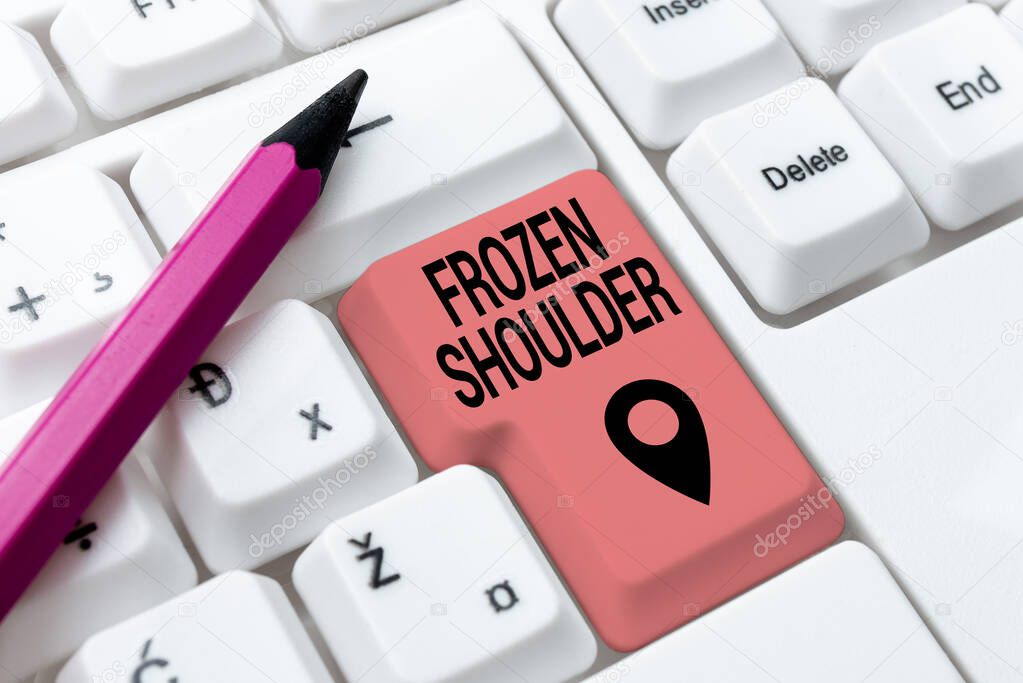 Inspiration showing sign Frozen Shoulder. Business overview characterized by stiffness and pain in your shoulder joint Typing Program Functional Descriptions, Creating New Email Address