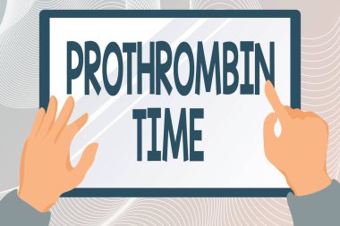 Prothrombin Zamanı gösterimi yazılıyor. Kan pıhtısı oluşturma yeteneğinizi değerlendirmek üzere yazılmış sözcük Tablet Kağıtlarına Çizim Yapılandırma Bilgileri.