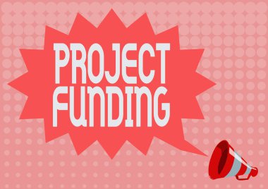 İlham Proje Fonu 'nu gösteren metin. Bir Megafon Tarafından Açıklanan Dikenli Sohbet Bulutunun Daha Büyük ve Başarılı İllüstrasyonunu Yapabilmek İçin Ödeme Yapan İş Gösterisi.