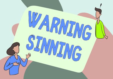 El yazısı işareti Uyarı Günah. İş görüşü, yasaları çiğnediğine inanılan Bayan Illustration 'un Meslektaşıyla Keşif Sohbeti Yapması Eylemini Durdur.