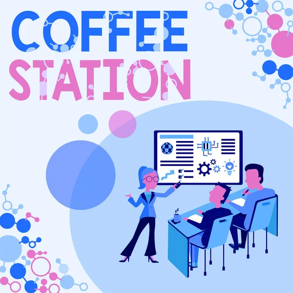 Bildunterschrift: Coffee Station. Konzeptfoto ein kleines informelles Restaurant, in dem Heißgetränke serviert werden. — Stockfoto