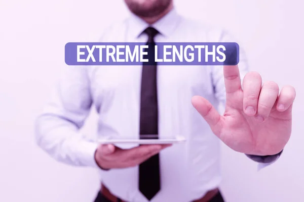 Kézírás szöveg Extreme Lengths. Üzleti kirakat Tegyen egy nagy vagy szélsőséges erőfeszítést, hogy tegyen valami jobbat Bemutatása Új technológiai ötletek Beszélgetés Technológiai javulás — Stock Fotó