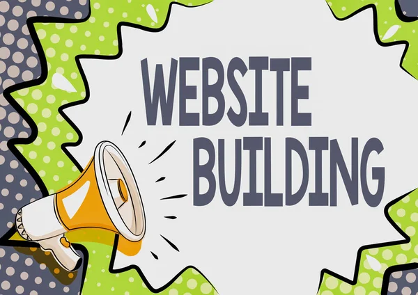 Sign displaying Website Building. Word Written on tools that typically allow the construction of pages Colorful Design Displaying Important Message, Abstract Announcing News — Stock Photo, Image