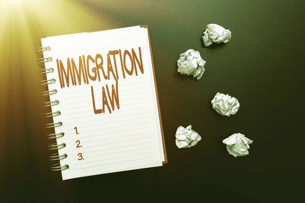 Τίτλος κειμένου που παρουσιάζει το Μεταναστευτικό Δίκαιο. Επιχειρηματική επίδειξη Η μετανάστευση ενός πολίτη θα είναι νόμιμη στην πραγματοποίηση ταξιδιών Σκέψη Νέες Φωτεινές Ιδέες Αναζωογονητική Δημιουργικότητα και Έμπνευση — Φωτογραφία Αρχείου