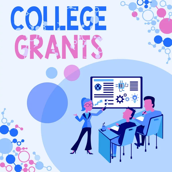 Conceptual caption College Grants. Business concept monetary gifts to showing who are pursuing higher education Presenting Project Report Concept, Reporting Business Status