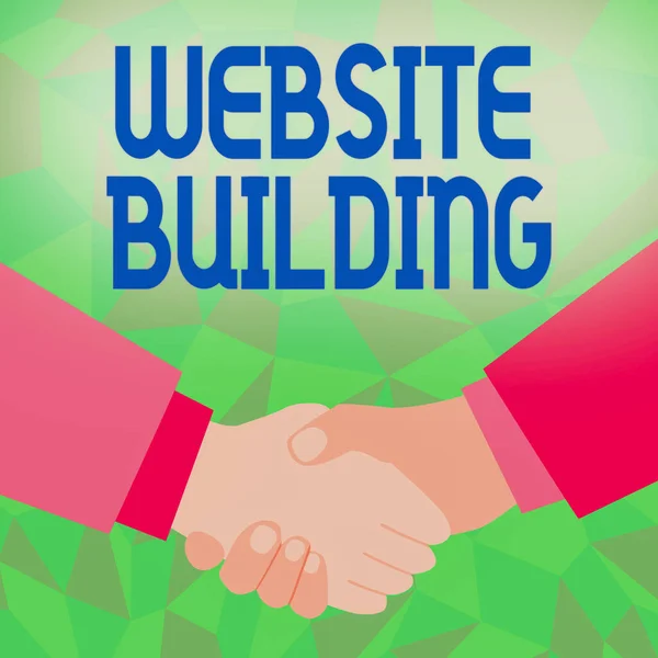 Hand writing sign Website Building. Business idea tools that typically allow the construction of pages Abstract People Accepting Deals, Image Displaying Negotiations Agreement — Stock Photo, Image