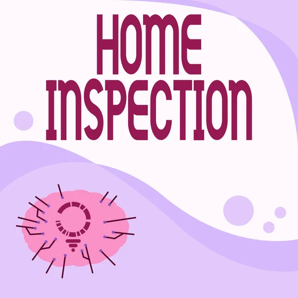 Inspiration som visar tecken Home Inspektion. Begreppet betyder icke-invasiv undersökning av villkoret för ett hem glödlampa ritning med flera linjer bredvid tom Skriv utrymme. — Stockfoto