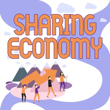 Metin Paylaşımı Ekonomisi Yazılıyor. Dört Meslektaş Resimlerine dayalı ekonomik model sözcüğü Dağ Tutucu Büyük Ok Tırmanışı.