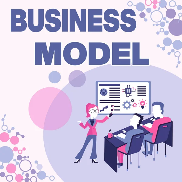 Bildunterschrift: Geschäftsmodell. Business-Ansatz-Strategie, die ein Unternehmen verwendet, um Umsatz oder Gewinn zu generieren — Stockfoto