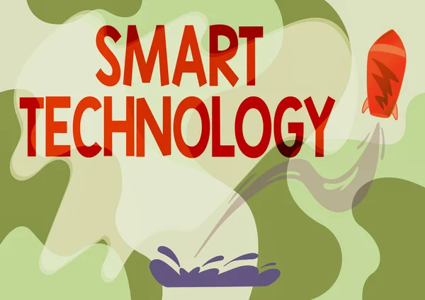 Текст показывает вдохновение Smart Technology. Бизнес-подход, используемый для защиты и предотвращения ошибок в жестких дисках Космический корабль Запуск с земли к небу. — стоковое фото