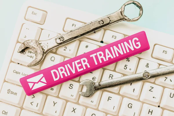 Sign displaying Driver Training. Concept meaning prepares a new driver to obtain a driver s is license Creating New Word Processing Program, Fixing Complicated Programming Codes — Stock Photo, Image