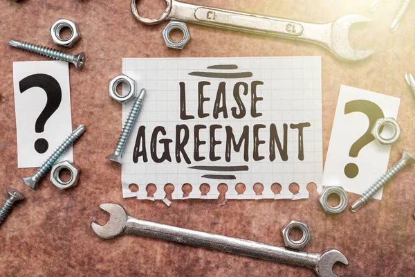 Writing displaying text Lease Agreement. Business showcase Contract on the terms to one party agrees rent property New Ideas Brainstoming For Maintenance Planning Repairing Solutions