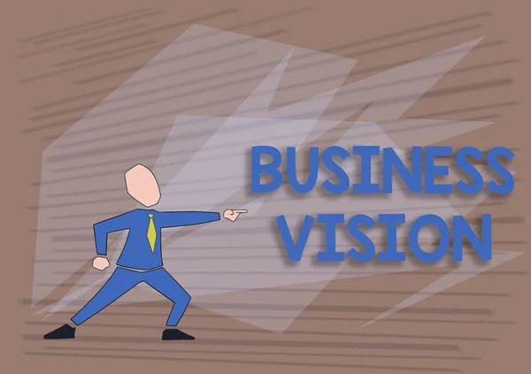 Τίτλος κειμένου που παρουσιάζει το Επιχειρηματικό Όραμα. Word for grow your business in the future based on your goals Άντρας με κοστούμι που δείχνει προς τα εμπρός Εμφάνιση ηγεσίας. — Φωτογραφία Αρχείου