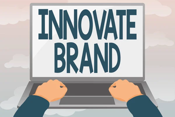 Концептуальний дисплей Innovate Brand. Огляд бізнесу, значущий для інноваційних продуктів, послуг та інших редагувань та форматування онлайн-статей, введення творчого вмісту для читання — стокове фото