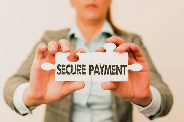 Inspiration showing sign Secure Payment. Concept meaning Security of Payment refers to ensure of paid even in dispute Businesswoman Find Strategy For Resolving Missing Ideas At Office