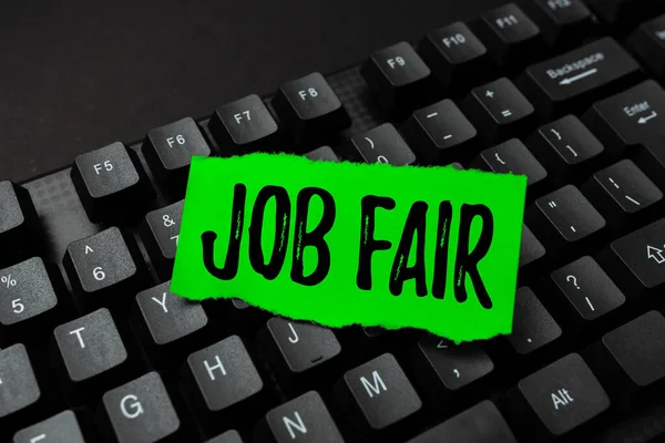 Writing displaying text Job Fair. Business approach event in which employers recruiters give information to employees Offering Speed Typing Lessons And Tips, Improving Keyboard Accuracy — Stock Photo, Image