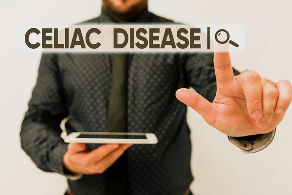 Textová značka ukazuje Celiakovu nemoc. Konceptuální foto autoimunitní onemocnění, které primárně ovlivňuje tenké střevo Prezentace nových technologií nápady Diskuse o technologickém zlepšení — Stock fotografie