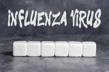 İlham, Influenza Virüsü 'nü gösteriyor. Kavram, grip virüsünün yol açtığı bulaşıcı bir hastalık anlamına geliyor. Yüzeyde Çok Renkli Kutular Parlatılmış Örnek Küp Dikdörtgen Kutular