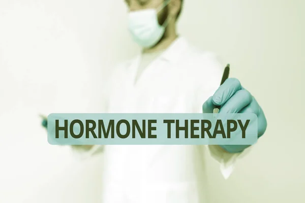 Conceptual display Hormone Therapy. Conceptual photo treatment of disease with synthetic derived hormones Scientist Demonstrating New Technology, Doctor Giving Medical Advice