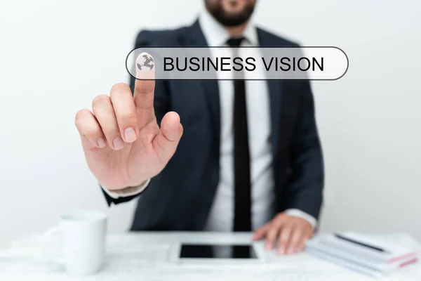 Writing displaying text Business Vision. Word for grow your business in the future based on your goals Presenting Communication Technology Smartphone Voice And Video Calling — Stock Photo, Image
