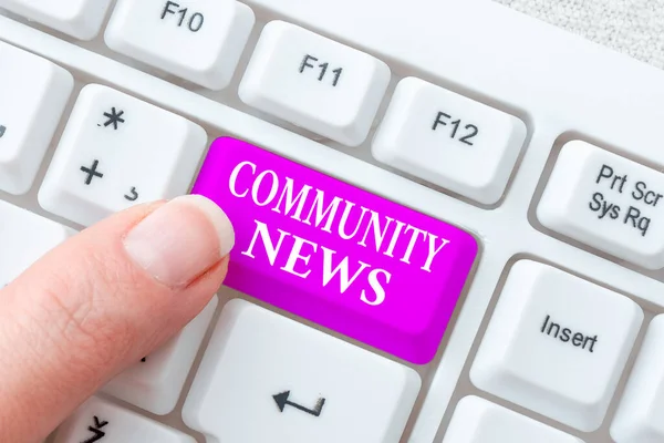 Conceptual display Community News. Business idea news coverage that typically focuses on city neighborhoods Publishing Typewritten Fantasy Short Story, Typing Online Memorandum — Stock Photo, Image