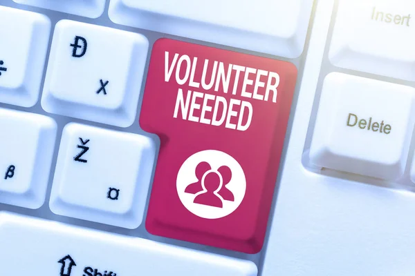 Text sign showing Volunteer Needed. Business approach Looking for helper to do task without pay or compensation Fixing Internet Problems Concept, Sending Error Report Online
