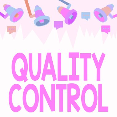 Kavramsal Görünüm Kalite Kontrolü. Standart Monitör Çizimi ve Megafonla İleti Işığı Üretmek nedeniyle satılan ürün veya servisin sigortası için kelime .