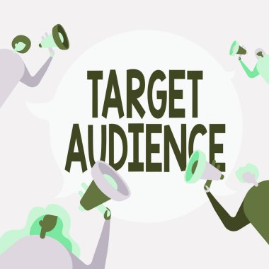 El yazısı, hedef kitle. İş yaklaşım kategorisi, megafonlarını elinde tutan ve birbiriyle konuşan insanlara hitap etmek istediğinizi gösterir..