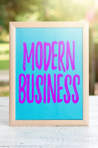 Conceptual caption Modern Business. Concept meaning Introduction to the philosophy of large corporate enterprise Writing Important Notes And New Ideas, Creating Written Records
