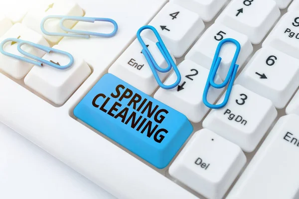 Sign displaying Spring Cleaning. Business overview practice of thoroughly cleaning house in the springtime Abstract Sending Multiple Messages Online, Typing Group Lessons — Stock Photo, Image