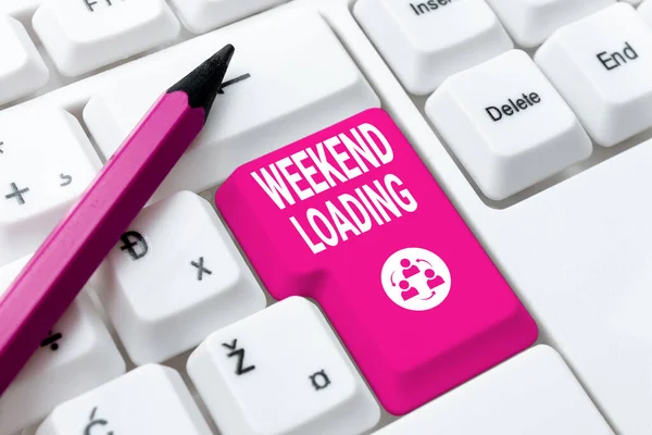 Text zobrazující inspiraci Weekend Loading. Slovo pro zahájení páteční party relaxovat šťastný čas odpočinku Dovolená nabízí rychlost psaní lekce a tipy, Zlepšení přesnosti klávesnice — Stock fotografie