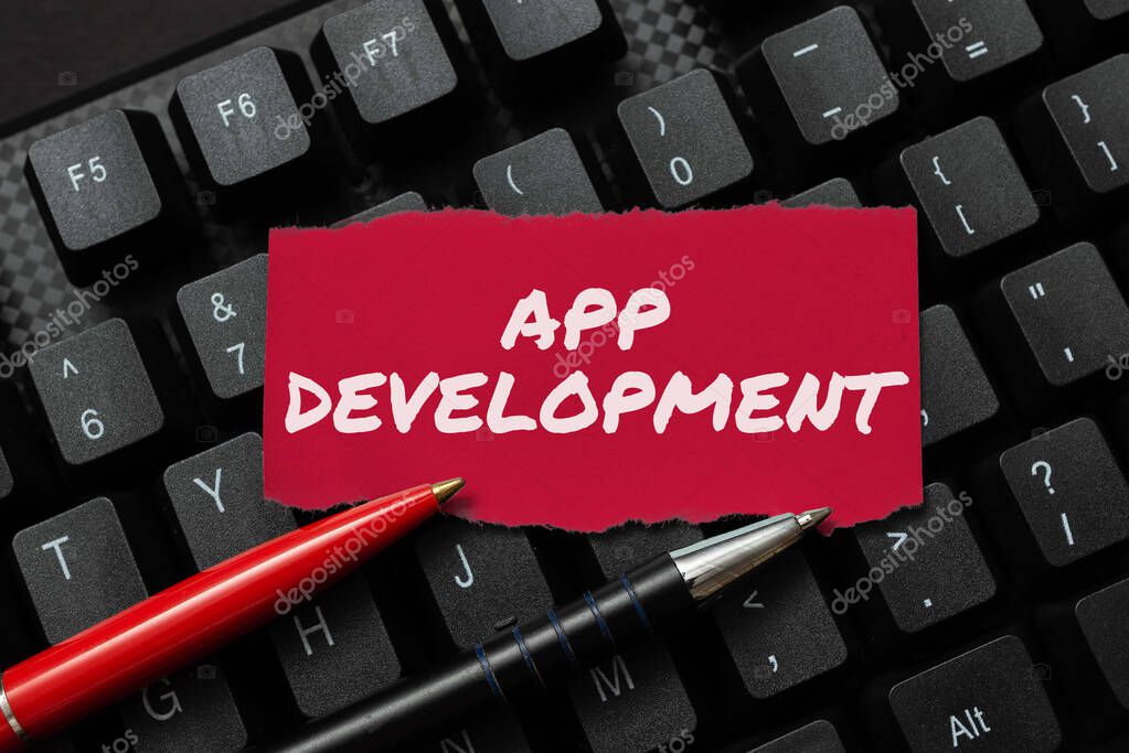 Conceptual caption App Development, Business concept Development services for awesome mobile and web experiences Transferring Written Notes To A Computer, Typing Motivational Messages