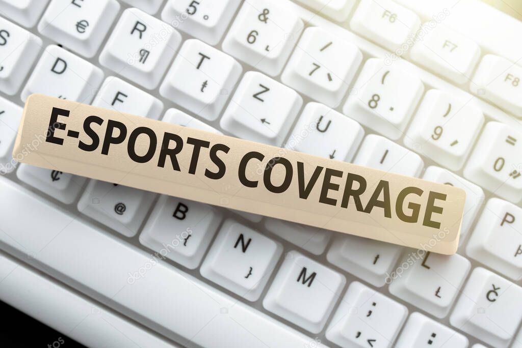 Handwriting text E Sports Coverage. Business showcase Reporting live on latest sports competition Broadcasting Abstract Replying To Online Message, Typing And Sending Internet Letters