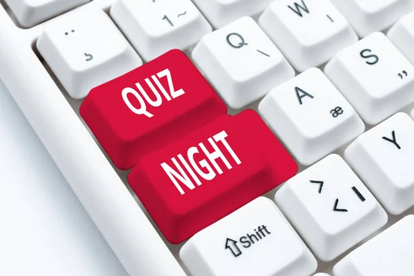 Writing displaying text Quiz Night. Business idea evening test knowledge competition between individuals Fixing Internet Problems Concept, Sending Error Report Online — Stock Photo, Image