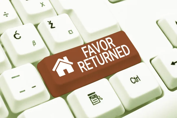 Письменный текст Favor Returned. Интернет - доброе дело для человека, который сделал для вас доброе дело. — стоковое фото