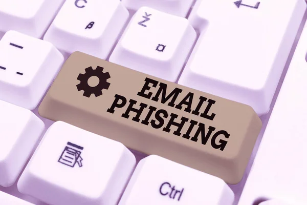 Textová značka zobrazující e-mail Phishing. Koncept znamená e-maily, které mohou odkazovat na webové stránky, které distribuují malware Online Dokumentace nápady, Nahrávání důležitých souborů na Internet — Stock fotografie