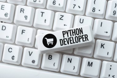 Python Geliştiricisini gösteren imza. Sunucu tarafındaki web uygulaması mantığının yazılmasından sorumlu olan sözcük Fikirlerinizi Yazan İnternet Taraması ve Çevrimiçi Araştırma Çalışması