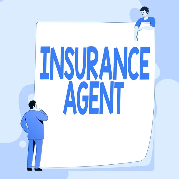 Text caption presenting Insurance Agent. Business idea person who works in an insurance company and sells insurance Typing And Filing Office Documents, Creating Work Related Files — Stock Photo, Image