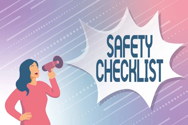 Text showing inspiration Safety Checklist. Conceptual photo list of items you need to verify, check or inspect Modern Data Processing Methods, Typing And Editing Online Articles