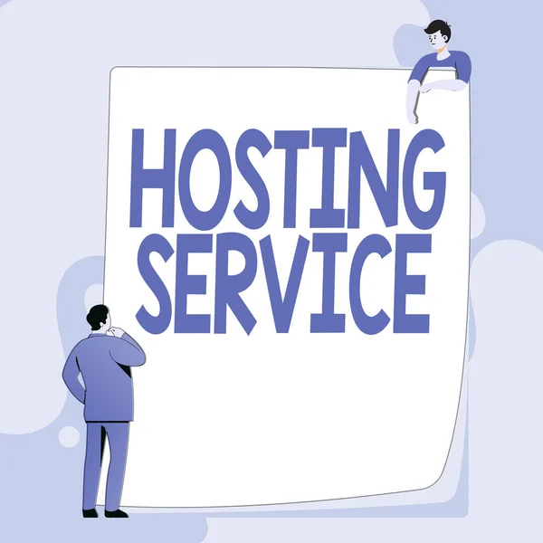 Inspiration showing sign Hosting Service. Business idea provides services for the website to be seen in the Internet Typing And Filing Office Documents, Creating Work Related Files