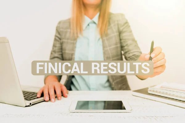 Text caption presenting Finical Results. Conceptual photo written records that convey the business activities Architect Interviewing Client, Reporther Gathering Important Informations — Stock Photo, Image