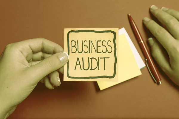 Firma visualizzazione Business Audit. Internet Concetto esame della relazione finanziaria di un'organizzazione Scrivere note e idee importanti Nuovi progetti di bacheca — Foto Stock