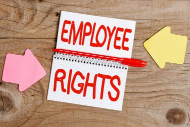 Kavramsal Çalışan Hakları. İş fikri Tüm çalışanların kendi işyerlerinde temel haklara sahiptir. Farklı Renk Etiketleri Gösterimi Arkaplan Düzleminde Düzenlenmiş