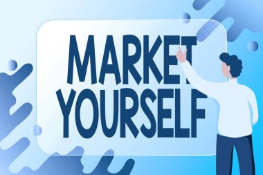 Kavramsal manşet kendinizi pazarlayın. Kavramsal fotoğraf, hayattaki her türlü görev ve projeye kendinizi hazırlamak, Yeni E- postalar bestelemek, Çevrimiçi Davet Listeleri yaratmak,