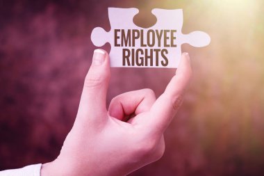 İşçi Haklarını gösteren bir ilham. İnternet Konsepti Tüm çalışanların kendi işyerlerinde temel haklara sahip İşkadını Kayıp Fikirleri İşteyken Çözmek için Strateji Bulun