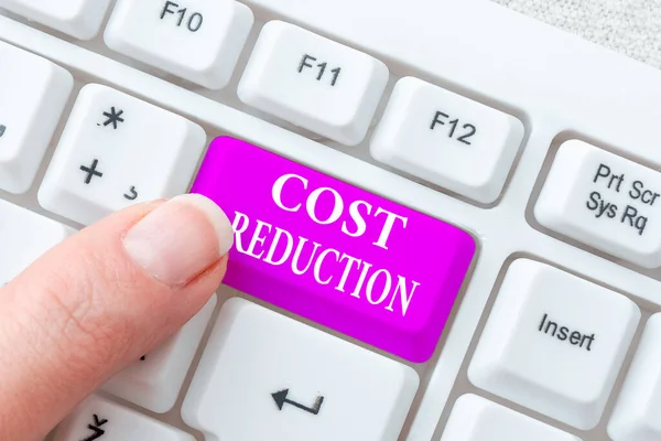 Text sign showing Cost Reduction. Conceptual photo process of finding and removing unwarranted expenses Publishing Typewritten Fantasy Short Story, Typing Online Memorandum — Stock Photo, Image