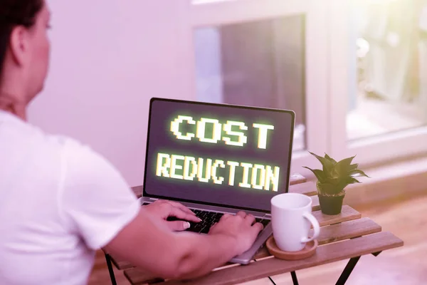 Conceptual caption Cost Reduction. Concept meaning process of finding and removing unwarranted expenses Online Jobs And Working Remotely Connecting People Together