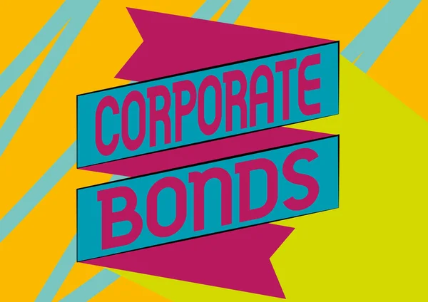 Didascalia concettuale Corporate Bonds. Parola scritta sulla società per raccogliere finanziamenti per vari motivi piegato disegno a fascia di carta a zig-zag. — Foto Stock