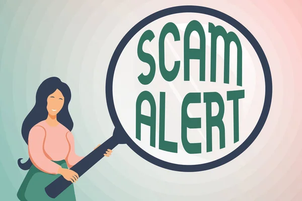 Text som visar inspiration Scam Alert. Business showcase får bedrägligt pengar från offret genom att övertala honom Abstrakt undersökning och hitta ledtrådar, söka efter svar Begrepp — Stockfoto